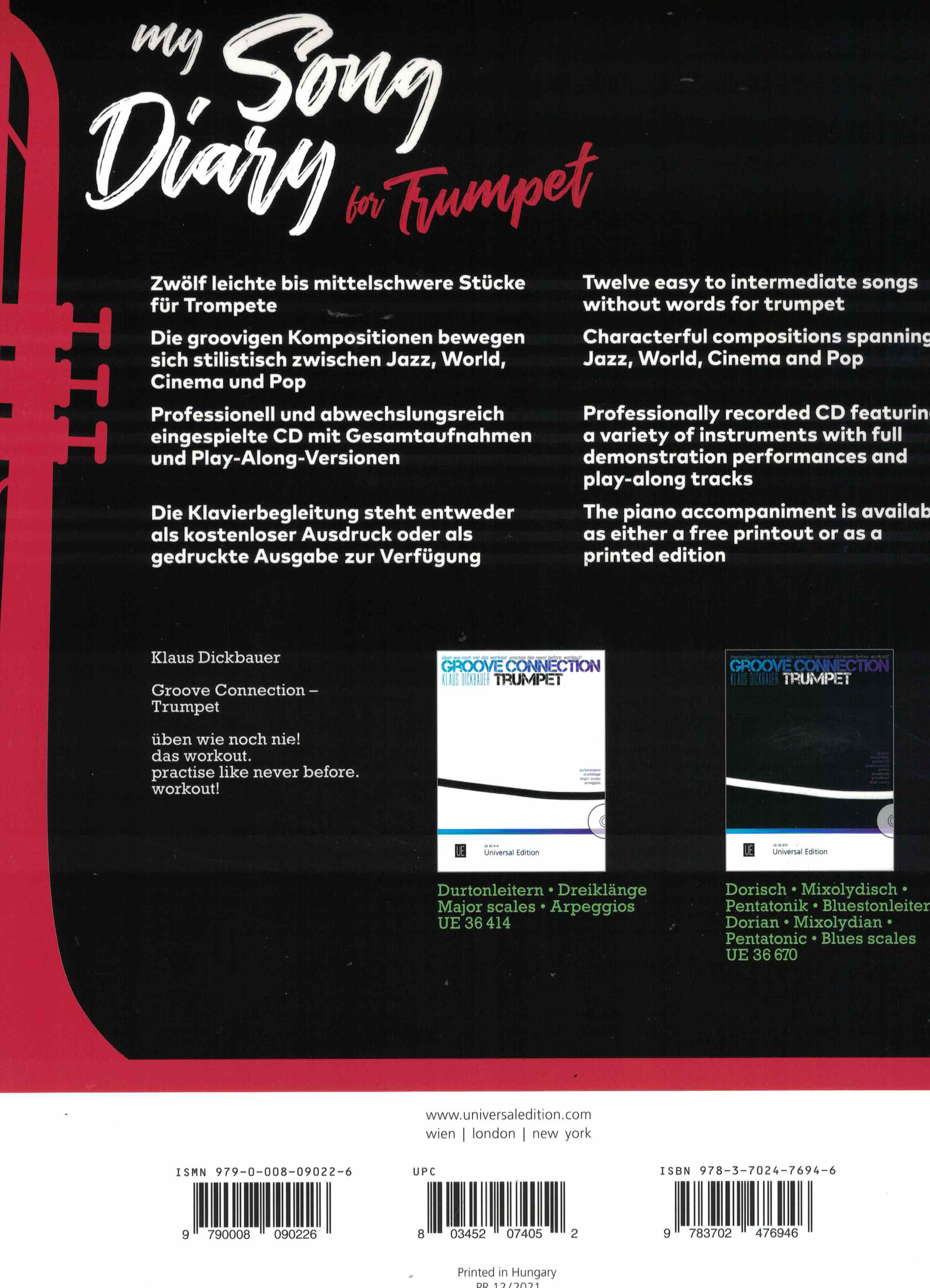 My Song Diary for Trumpet, Dickbauer, Trp Klav CD