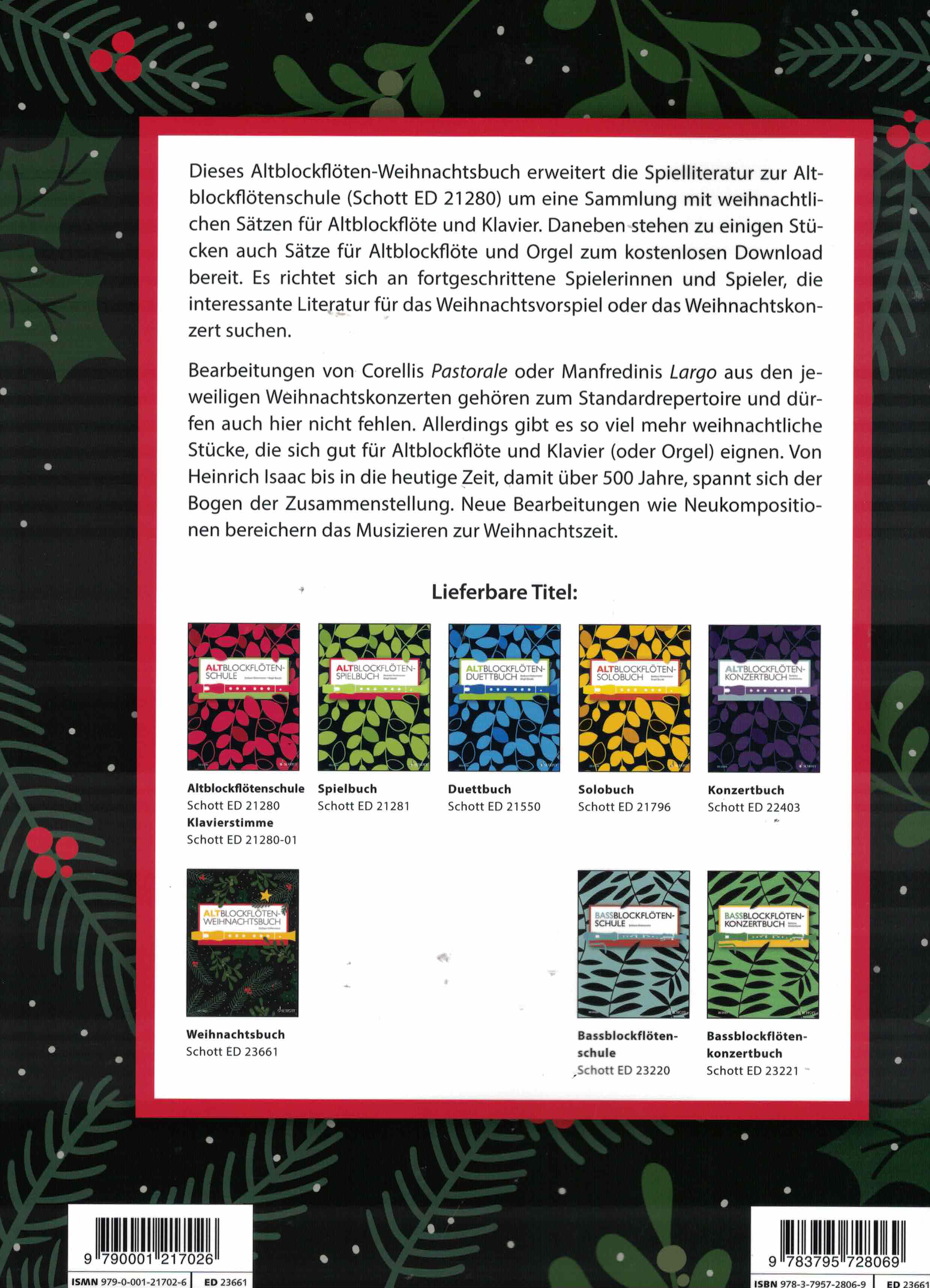 Altblockflöten- Weihnachtsbuch, Hintermeier, Abfl Klav