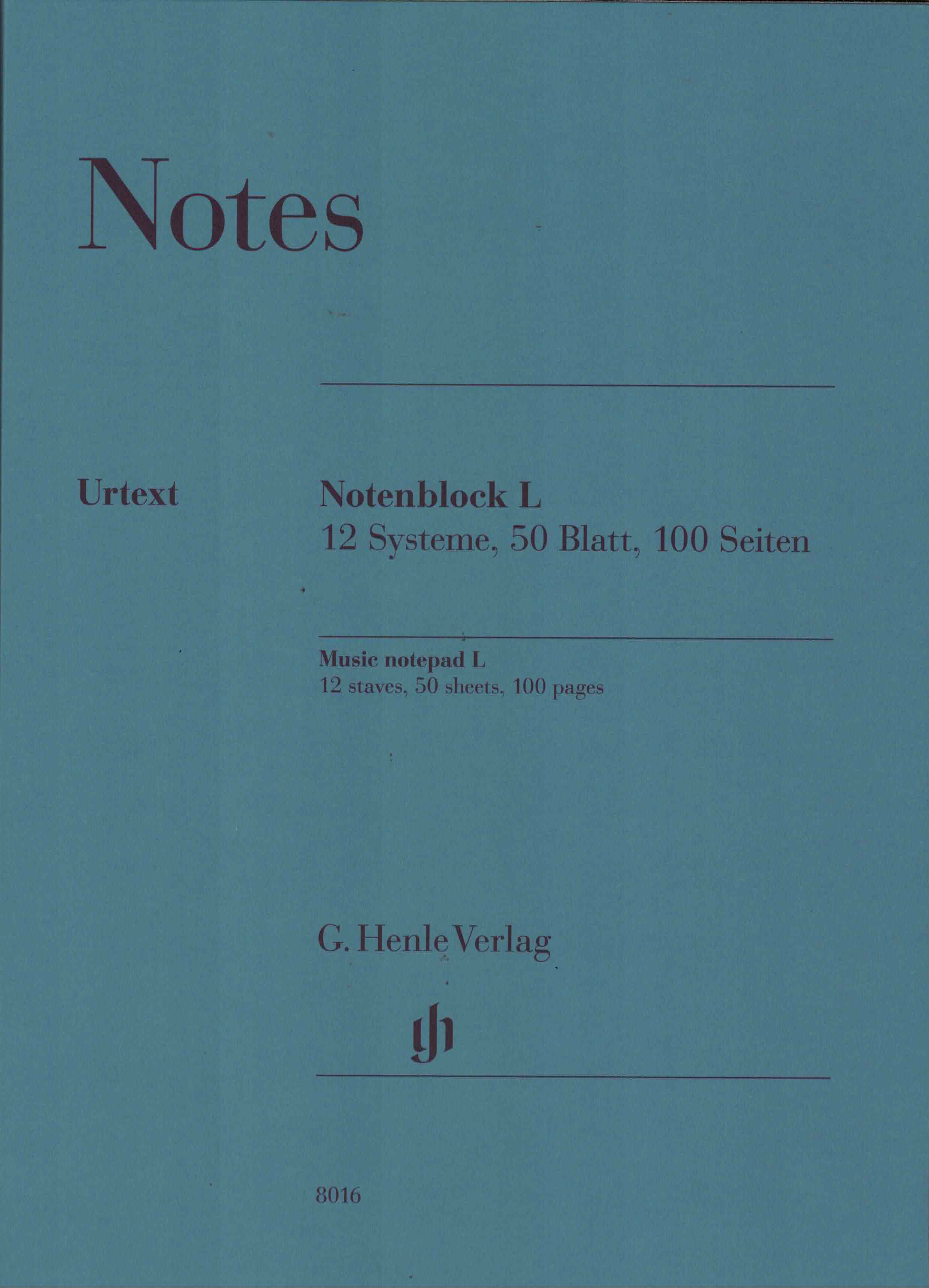 Notenblock L Notes, 12 Systeme 50 Blatt gelocht