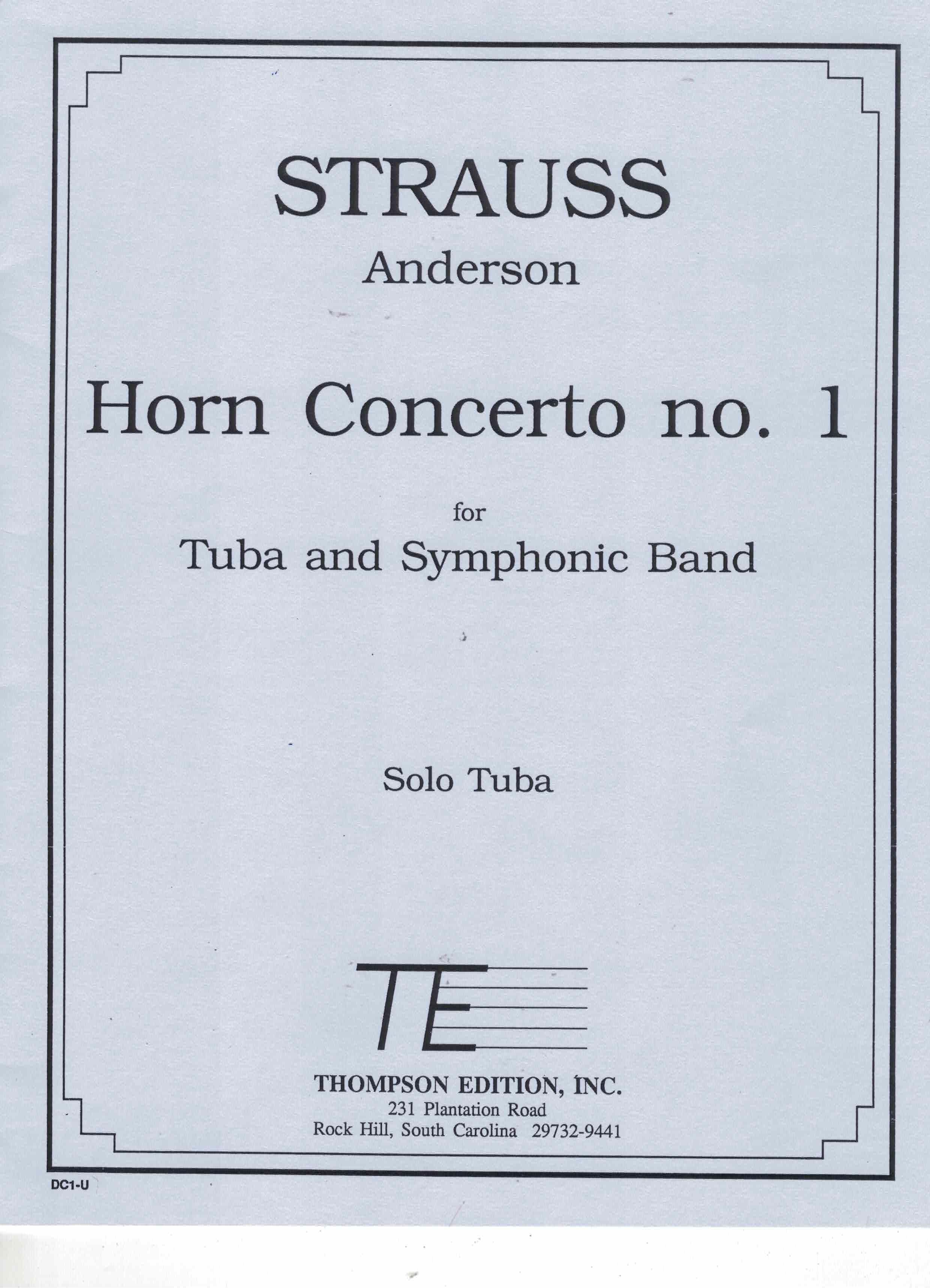 Hornkonzert 1, R. Strauss, Tuba Solostimme, arr Anderson