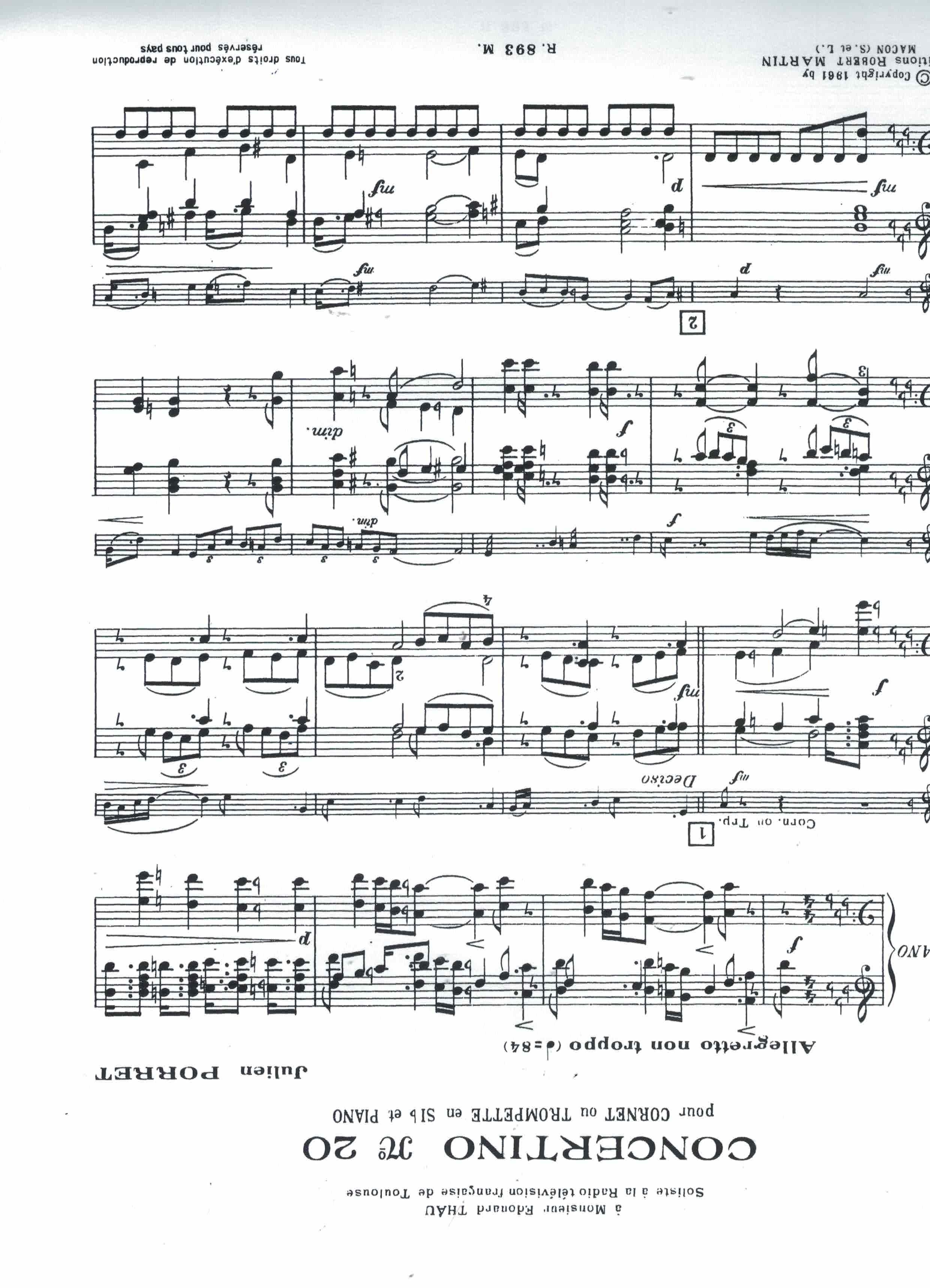 Concertino 20 - Porret, Trompete/Klavier