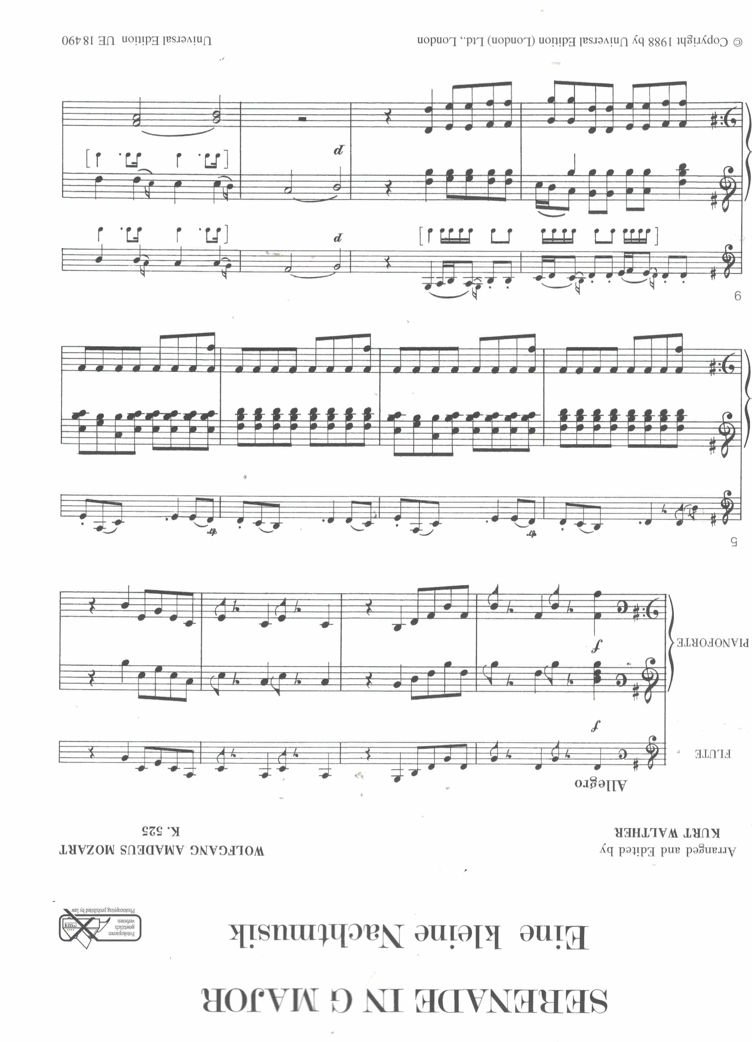 Eine kleine Nachtmusik G-Dur KV 525 (Serenade) - Mozart, Querflöte/Klavier