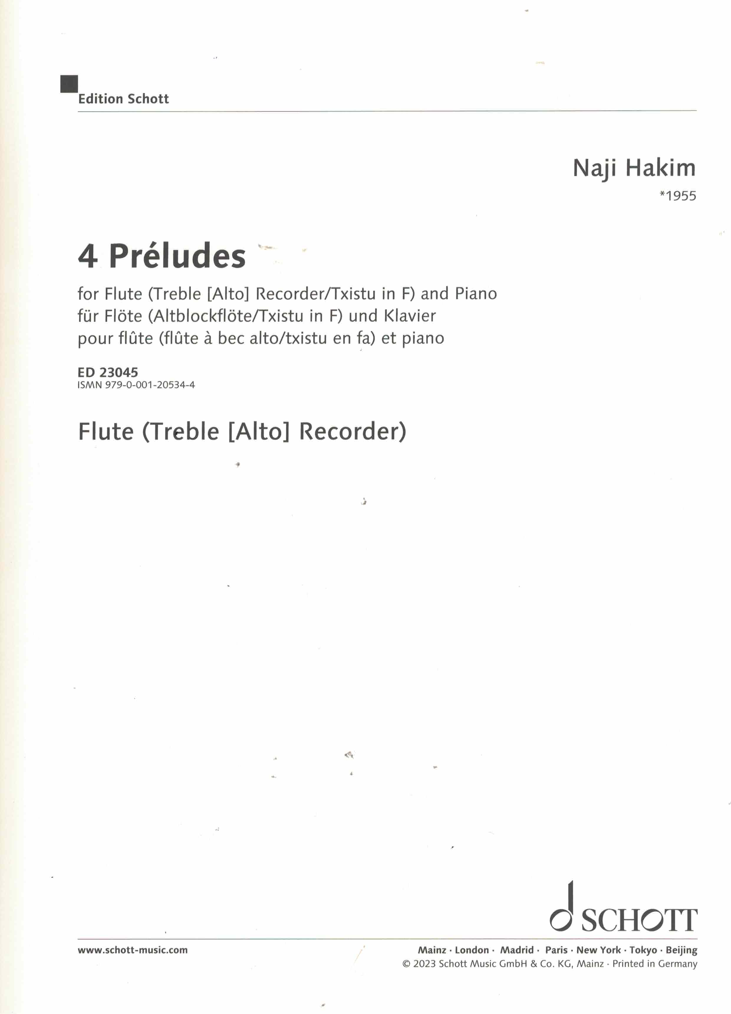 4 Preludes, Naji Hakim, Fl Klav