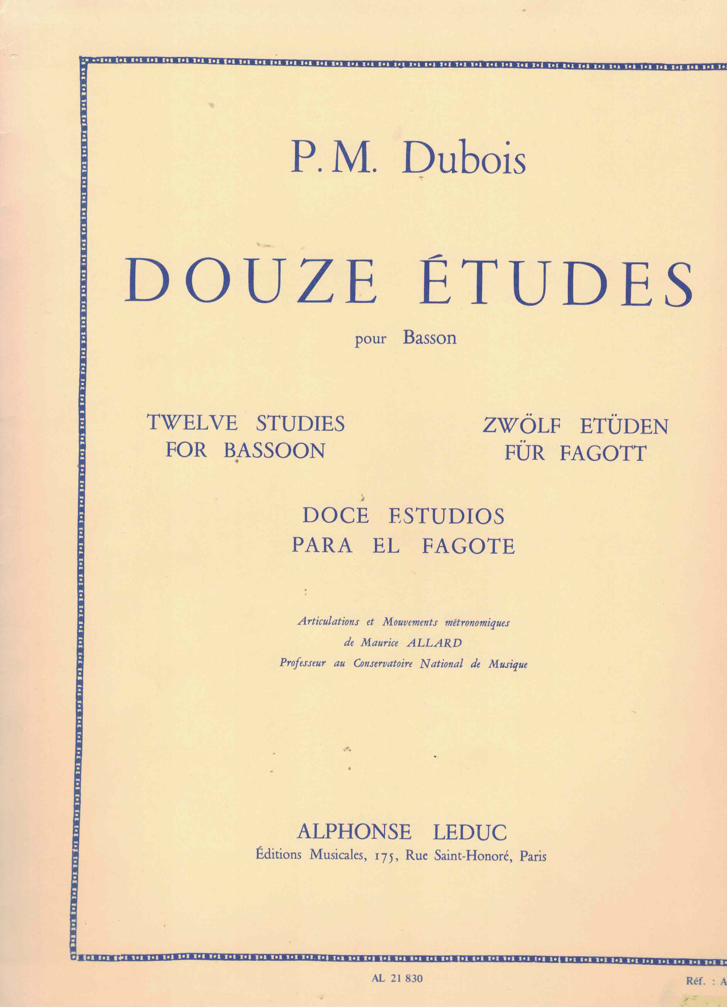 12 Etudes - Dubois, Fagott