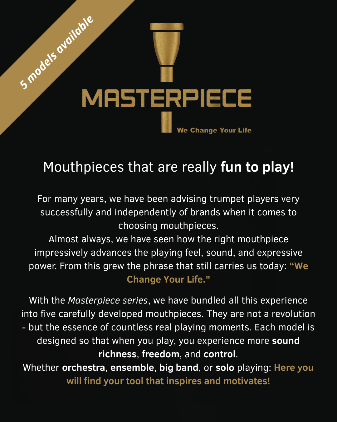 Trompetenmundstück Masterpiece Fresh versilbert