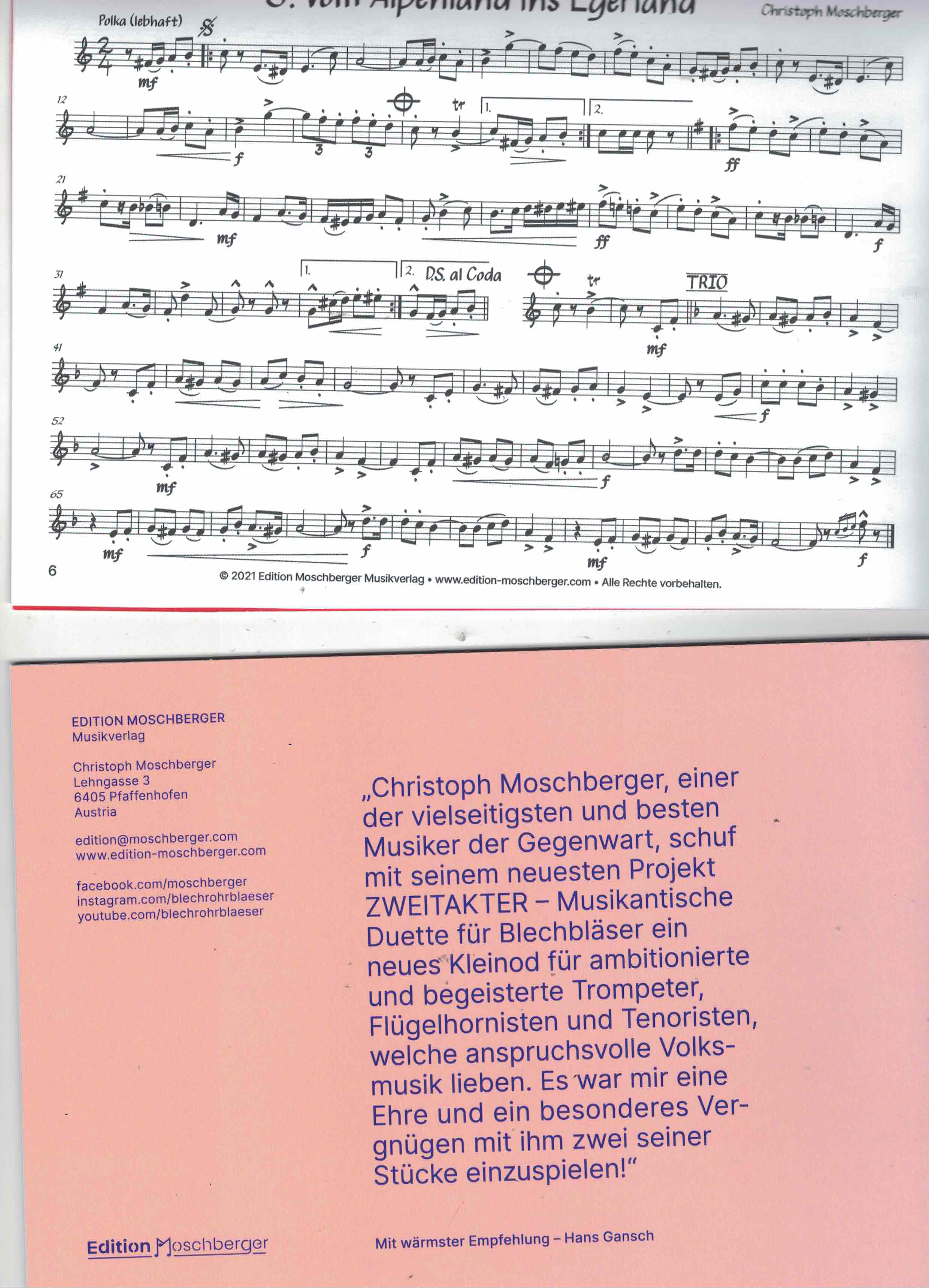 Zweitakter, Chr. Moschberger, Musikantische Duette für Blechbläser