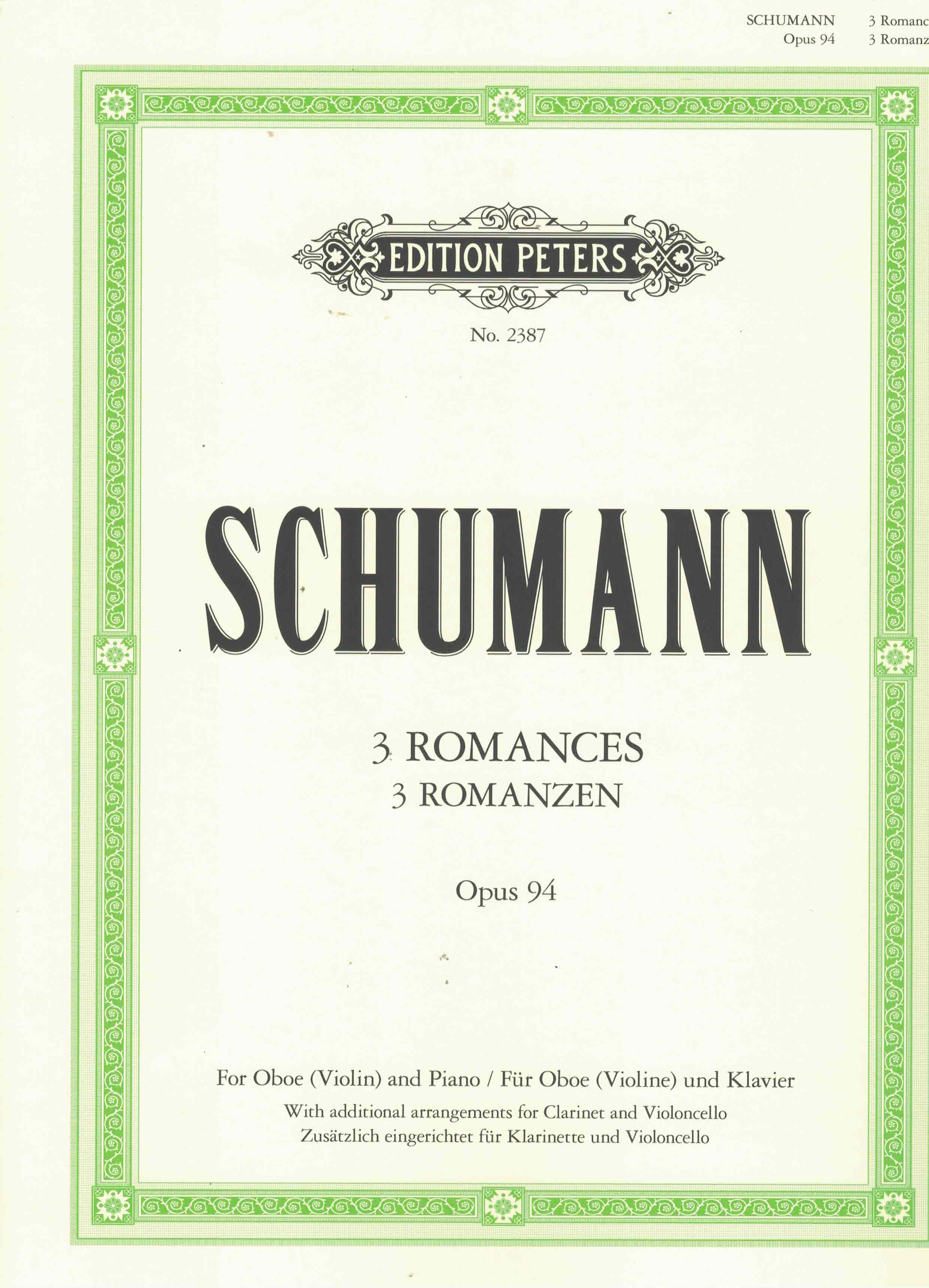 3 Romanzen op 94 - Schumann, Oboe/Klavier