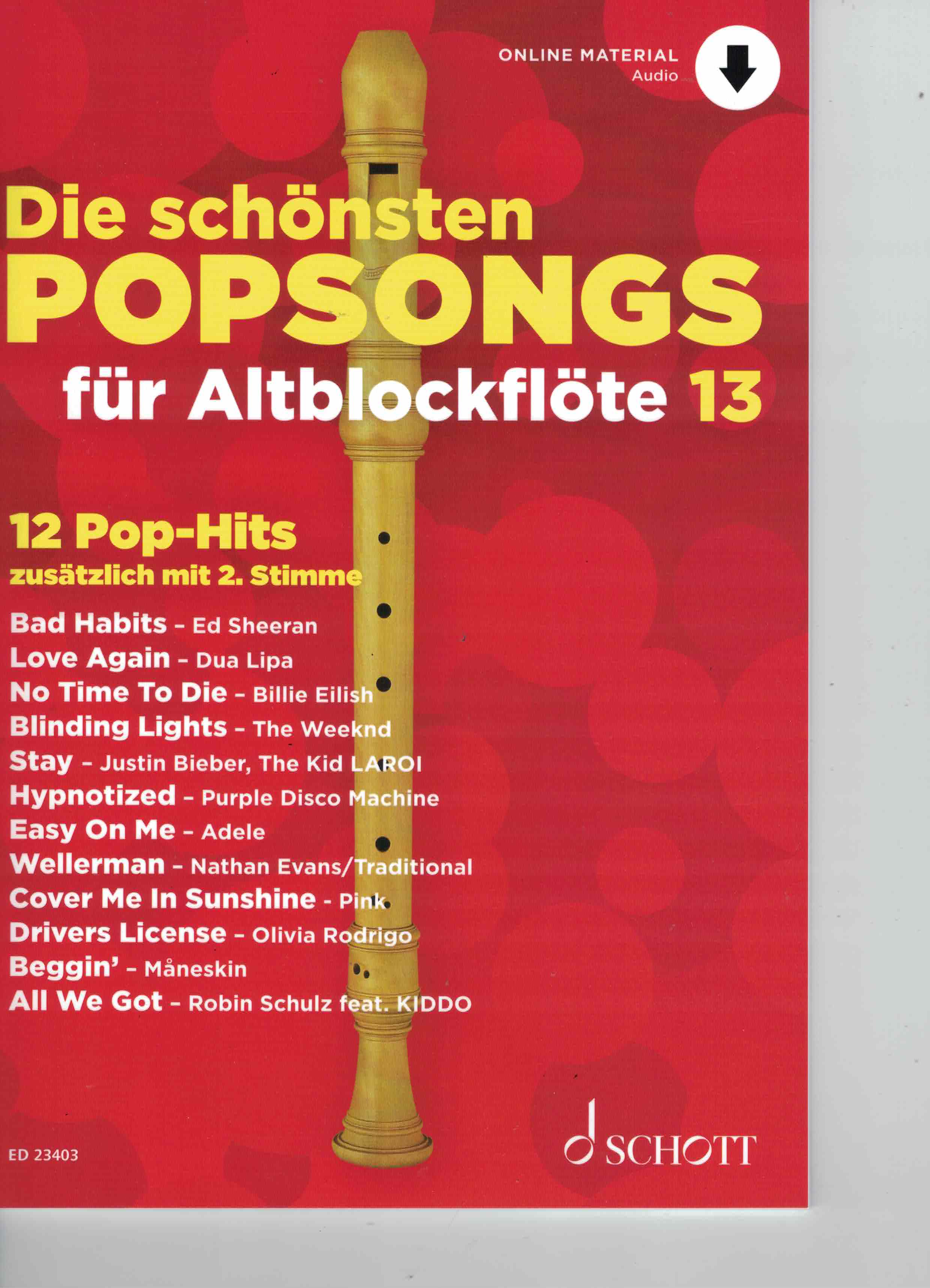 Die schönsten Popsongs für Altblockflöte 13, online material